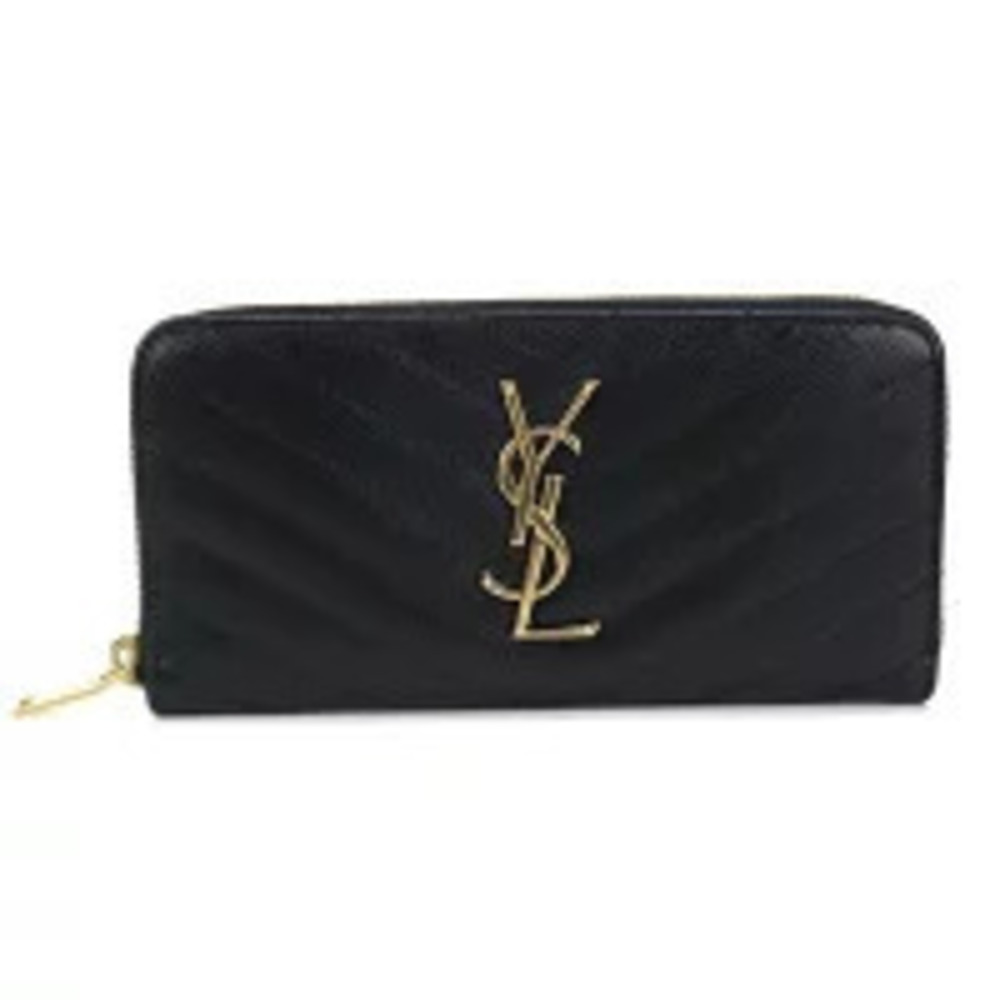 Saint Laurent Long Wallet Round Zipper Monogram Full Zip Black